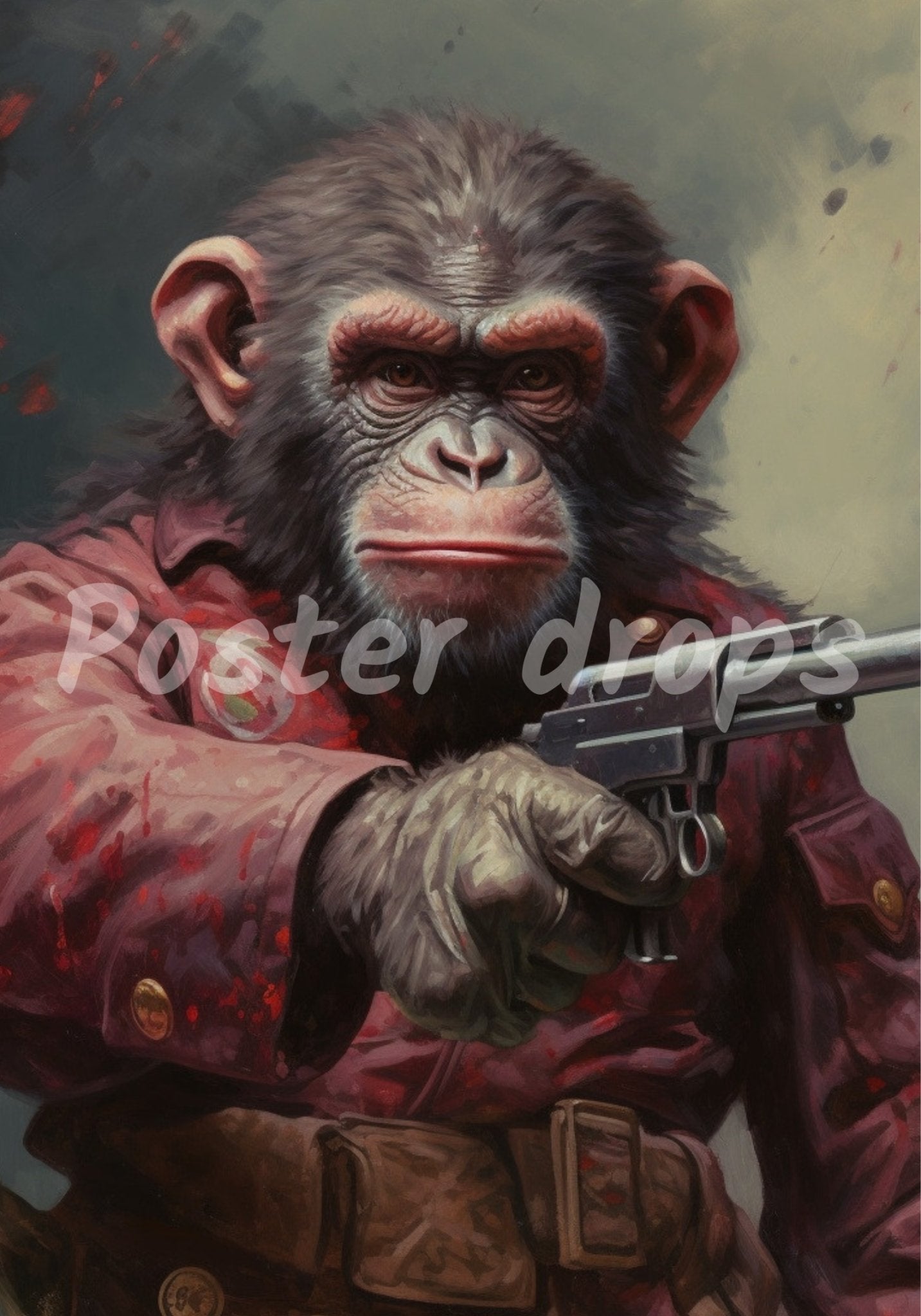 Monkey and Gun - 野性的な現代アートポスター | Poster Drops